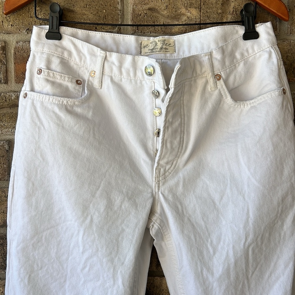 Free People White Jeans distressed style button fly size 27 - Picture 7 of 12